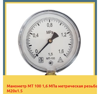 Манометр МТ 100 1,6 МПа метрическая резьба М20х1.5 в Нарыне